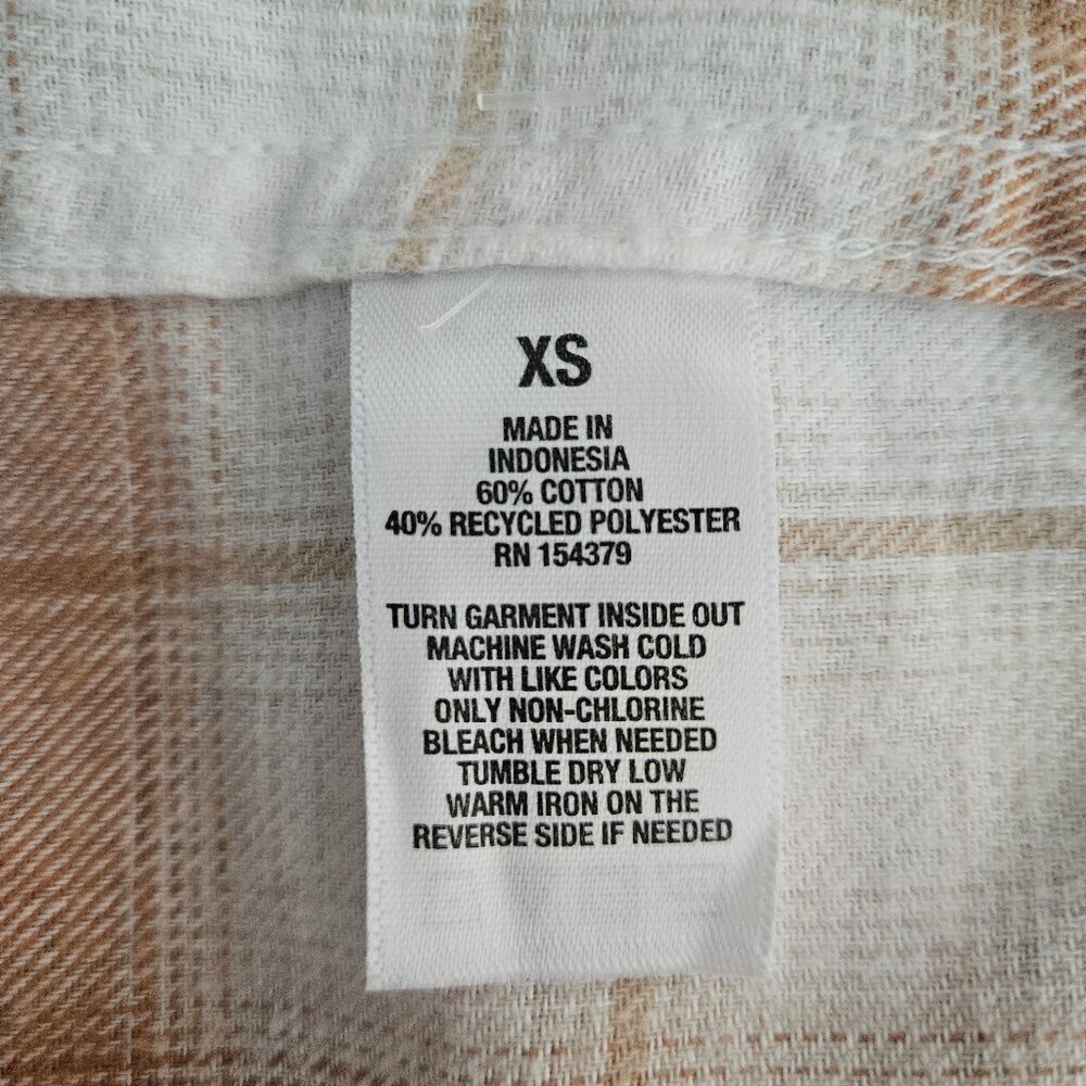 Aeropostale Long Sleeve Tan White Plaid Button-Down XS Shirt - Picture 7 of 8